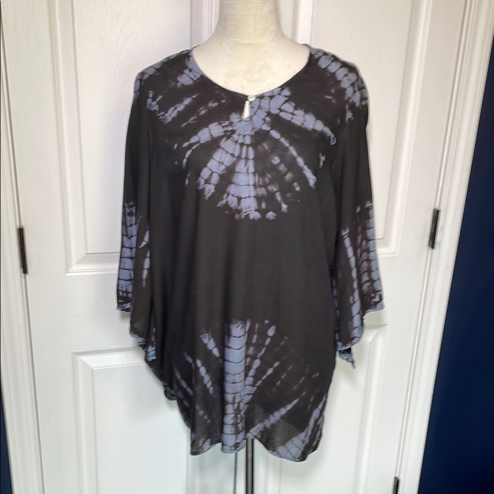 Raviya Swim Cover-Up Size Medium‎ Black And Bluish Gray Tie Dye Tunic